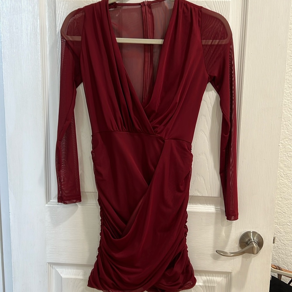 Maroon wrap dress